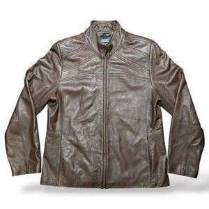 Nicole Miller Original Leather Jacket Brown Ladies Size XL